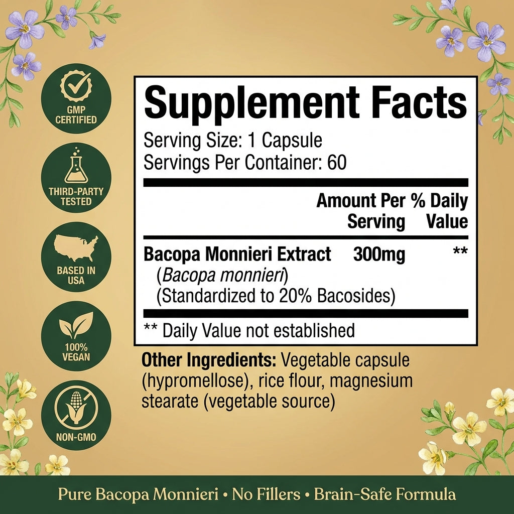 Goodroot Bacopa Monnieri Brain Support & Mental Clarity 30 Capsules