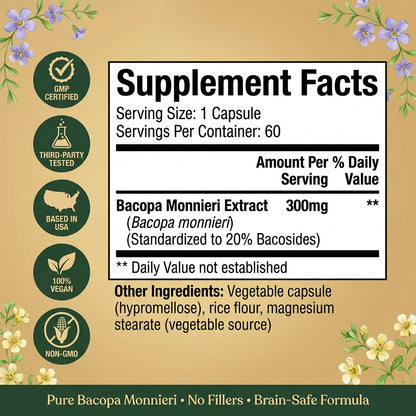Goodroot Bacopa Monnieri Brain Support & Mental Clarity 30 Capsules